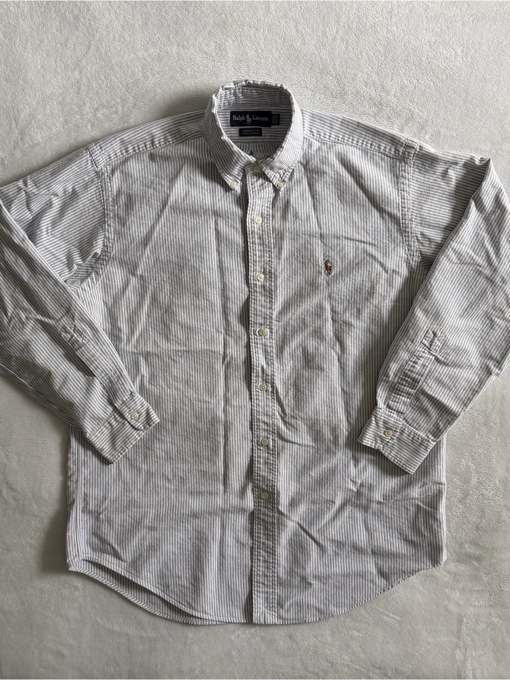 Vintage Ralph Lauren Yarmouth Oxford Dress
Shirt Mens 15.5 33 Blue White Striped